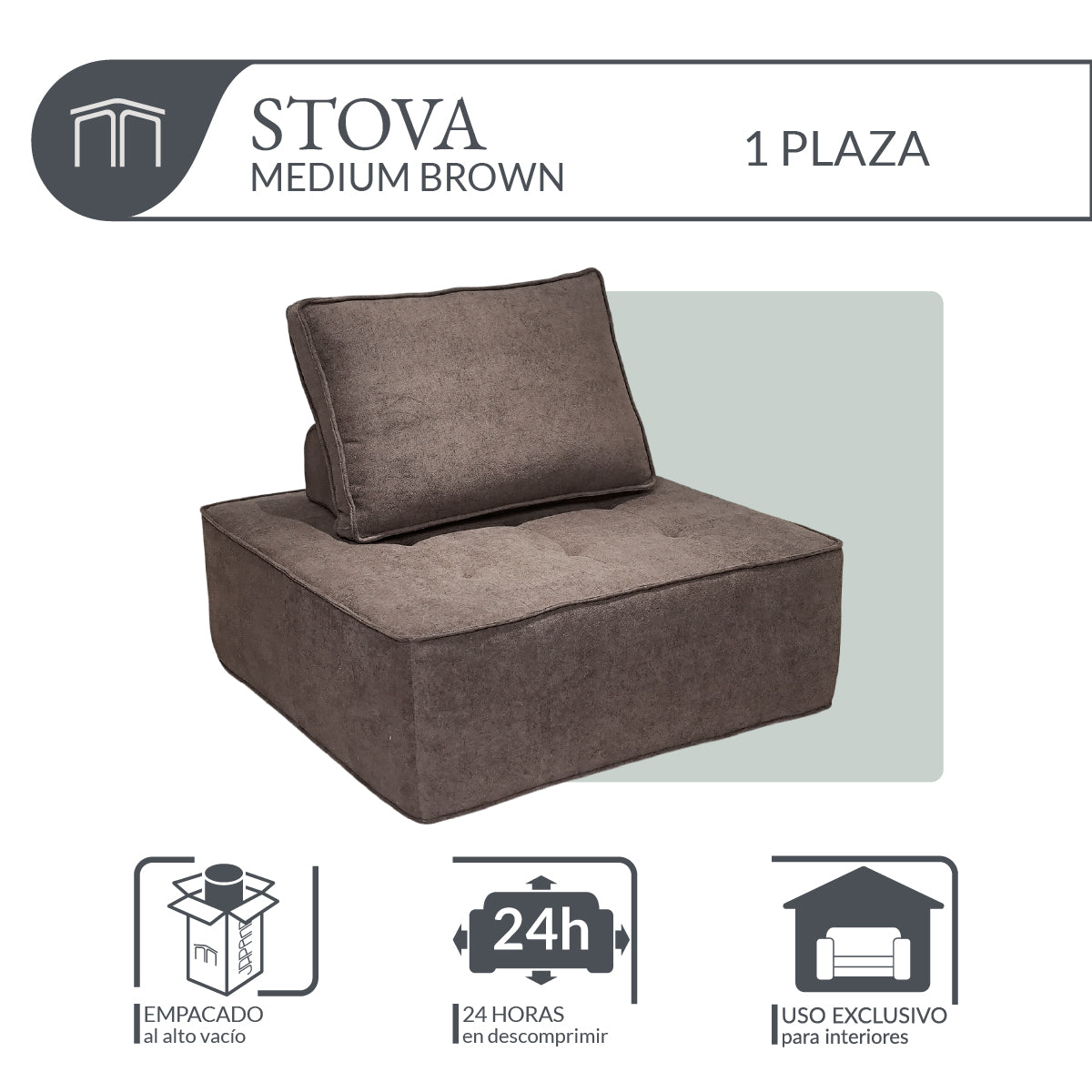 Sillón STOVA Medium Brown 1 plaza