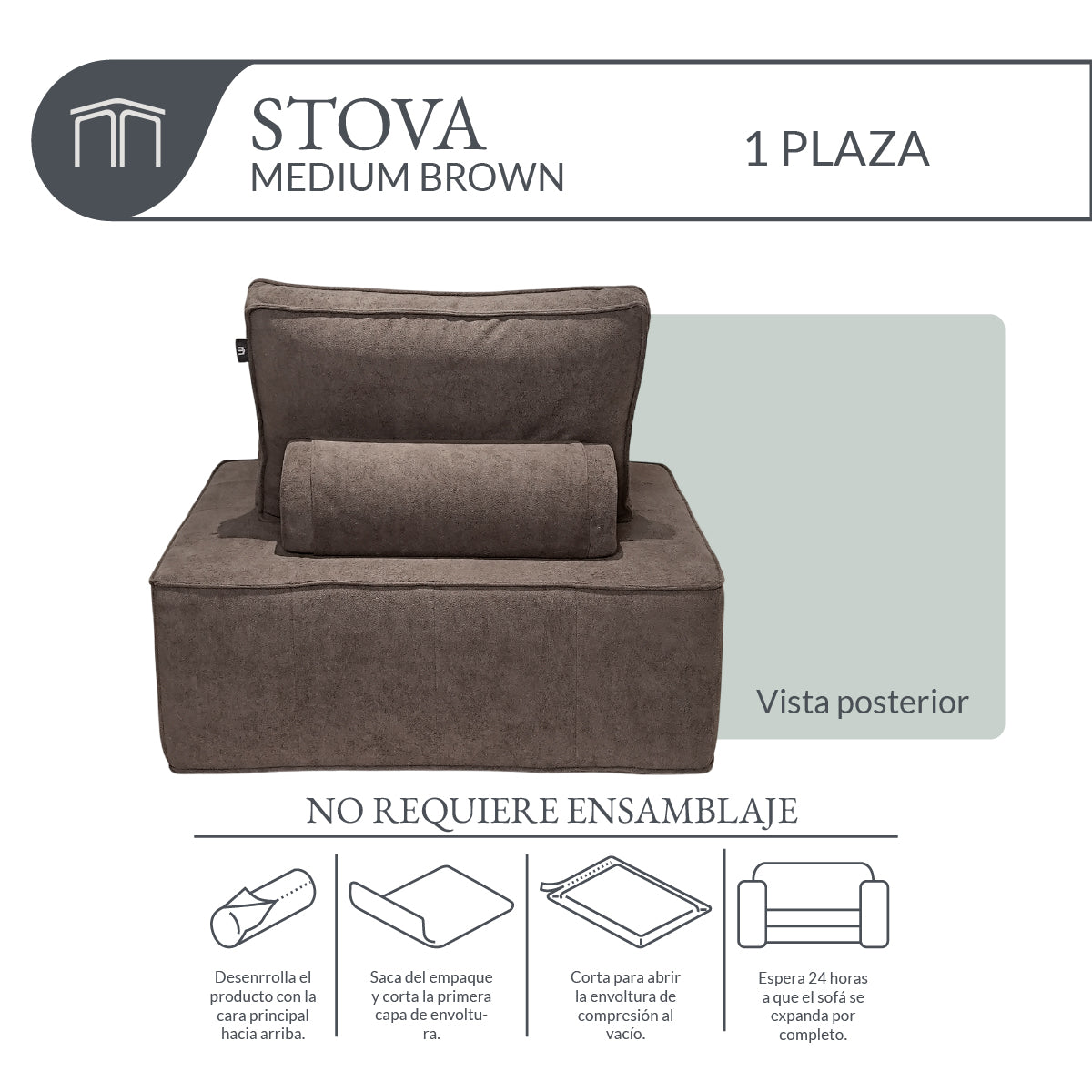 Sillón STOVA Medium Brown 1 plaza