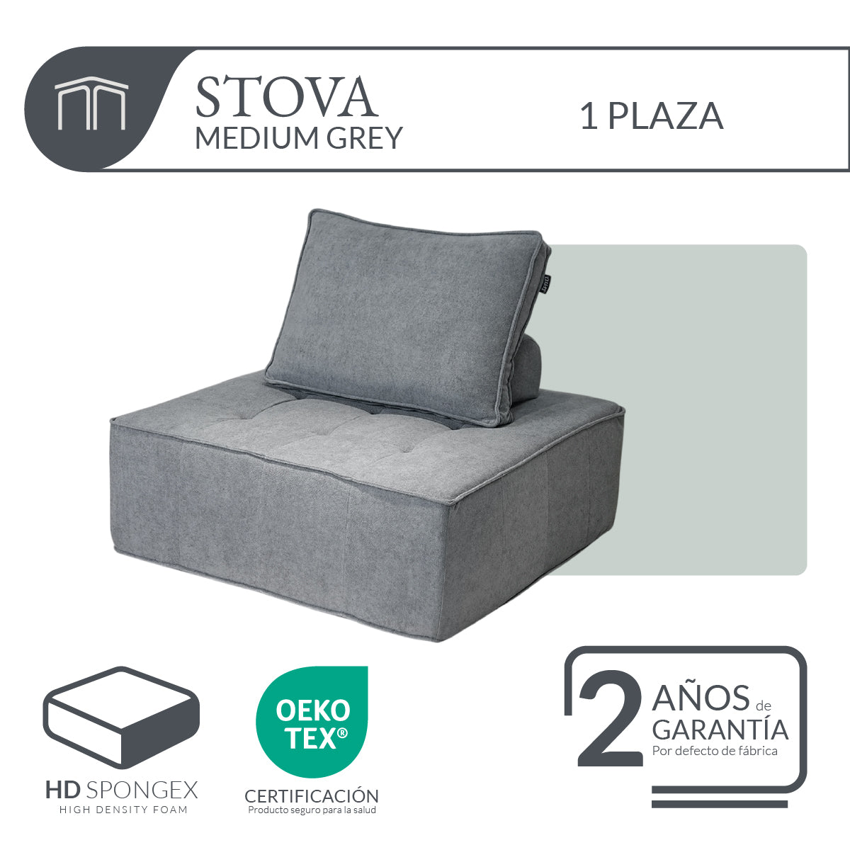Sillón STOVA Medium Grey 1 plaza