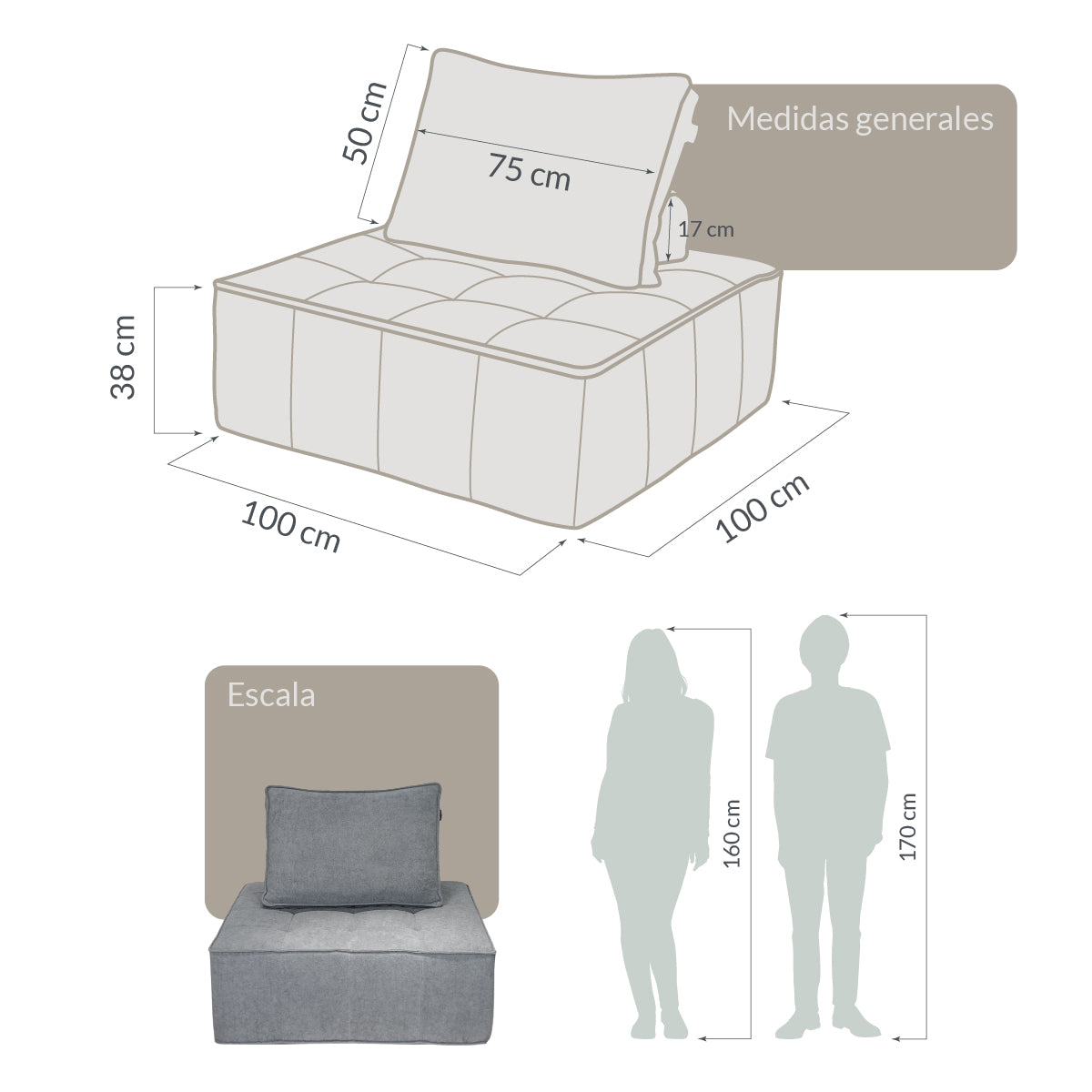 Sillón STOVA Medium Grey 1 plaza