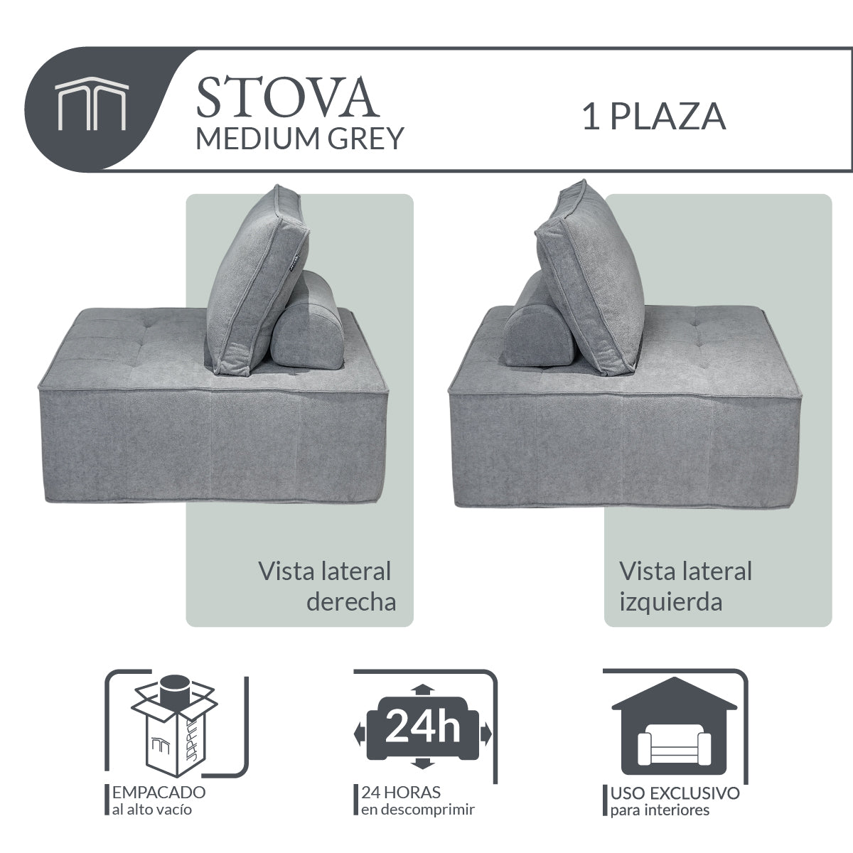 Sillón STOVA Medium Grey 1 plaza