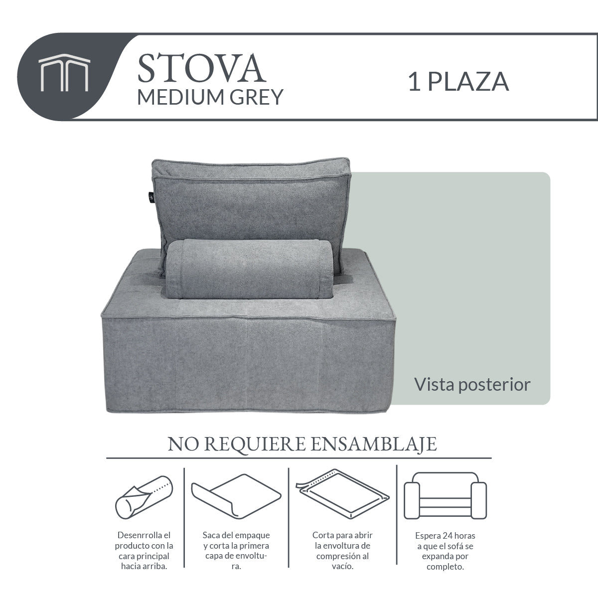 Sillón STOVA Medium Grey 1 plaza