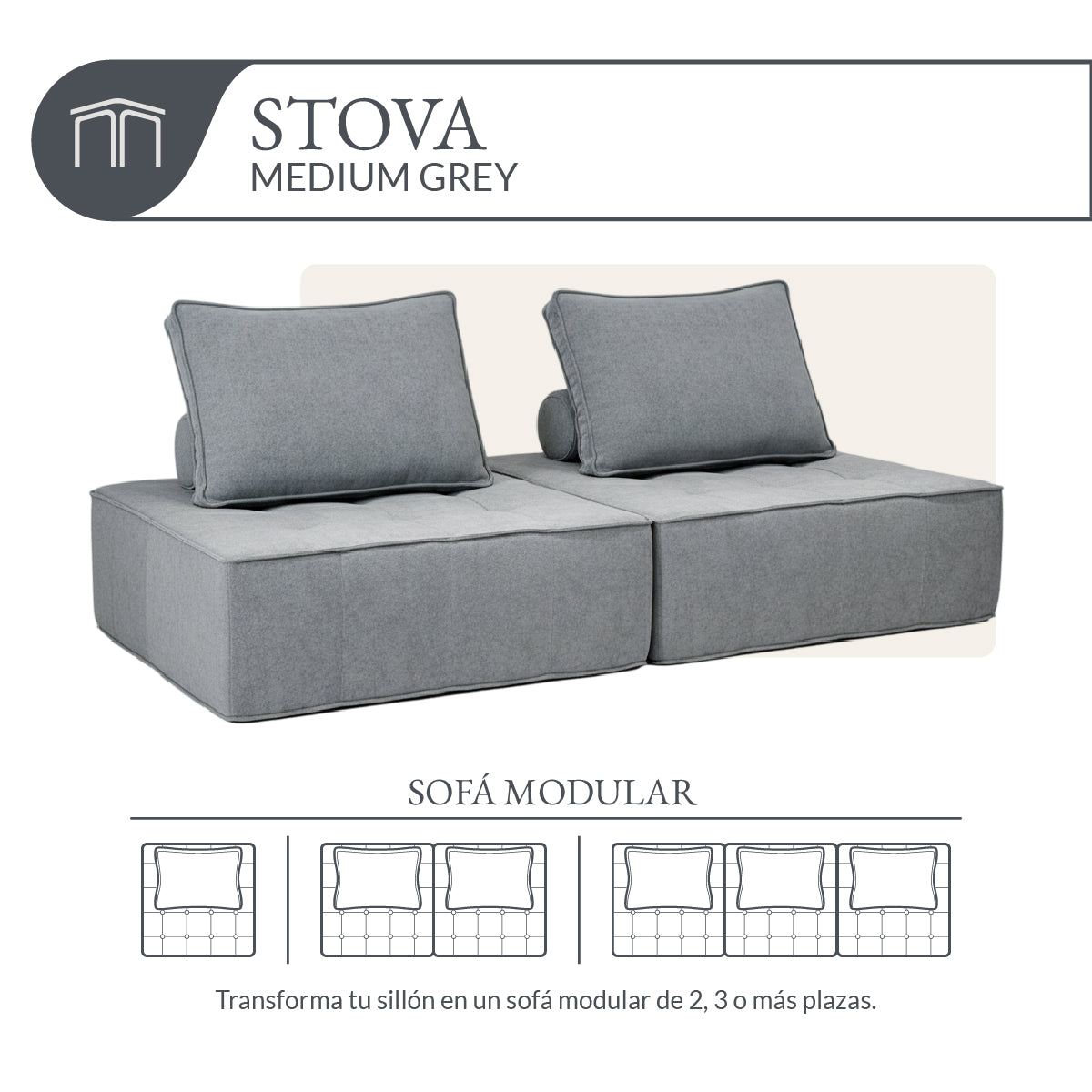 Sillón STOVA Medium Grey 1 plaza