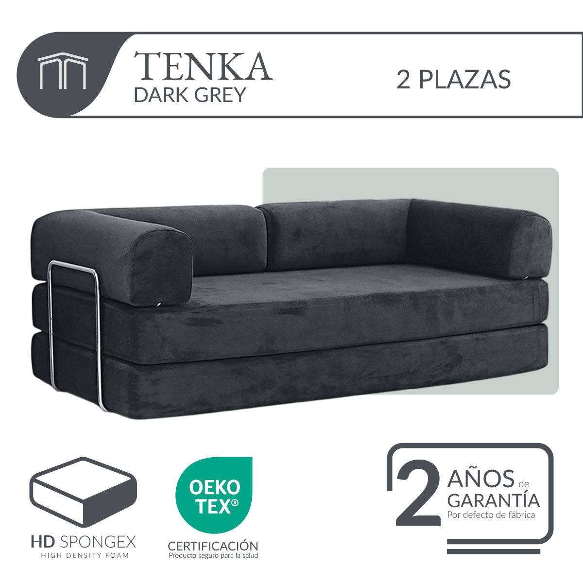 Sofá TENKA Dark Grey 2 plazas