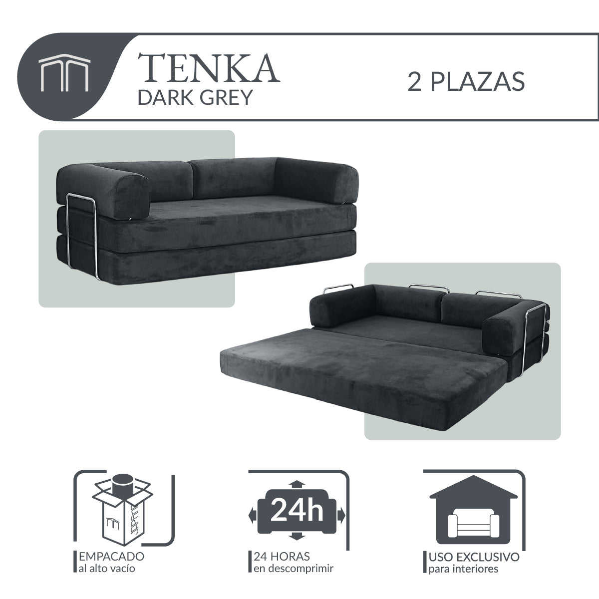 Sofá TENKA Dark Grey 2 plazas