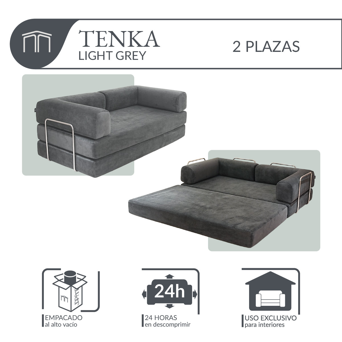 Sofá TENKA Light Grey 2 plazas