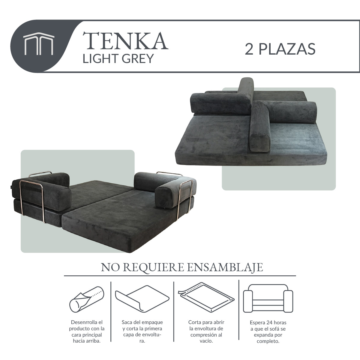 Sofá TENKA Light Grey 2 plazas