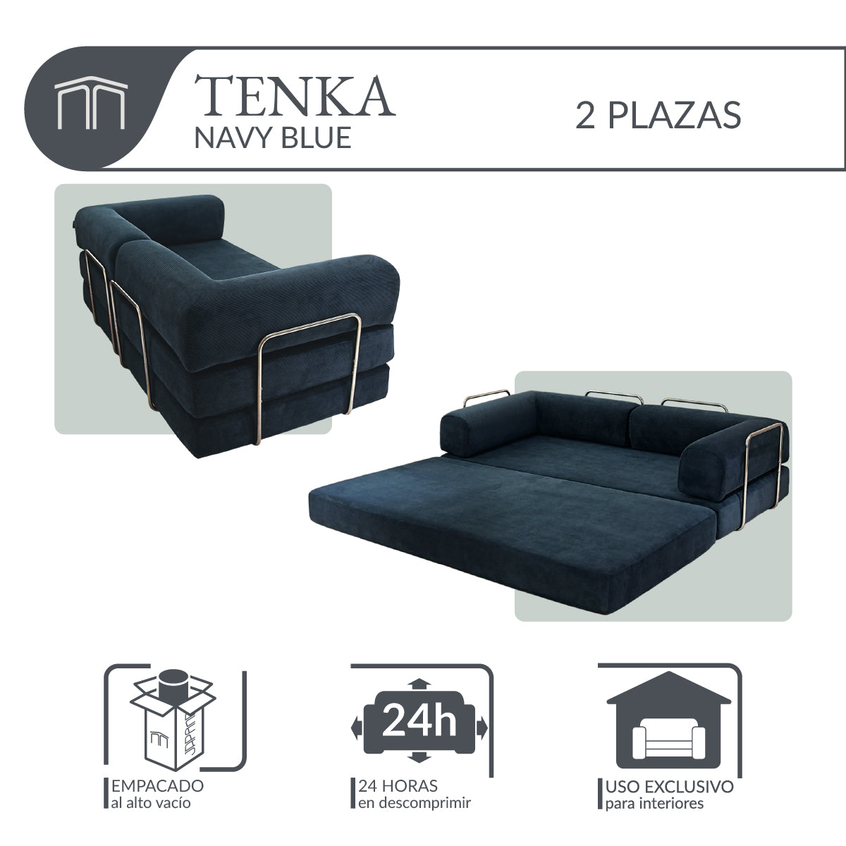Sofá TENKA Navy Blue 2 plazas