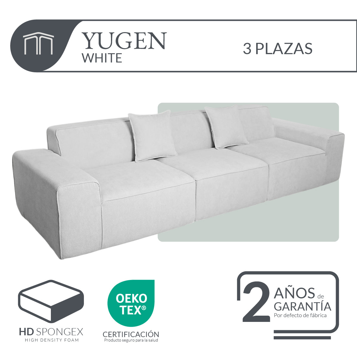 Sofá YUGEN White 3 plazas