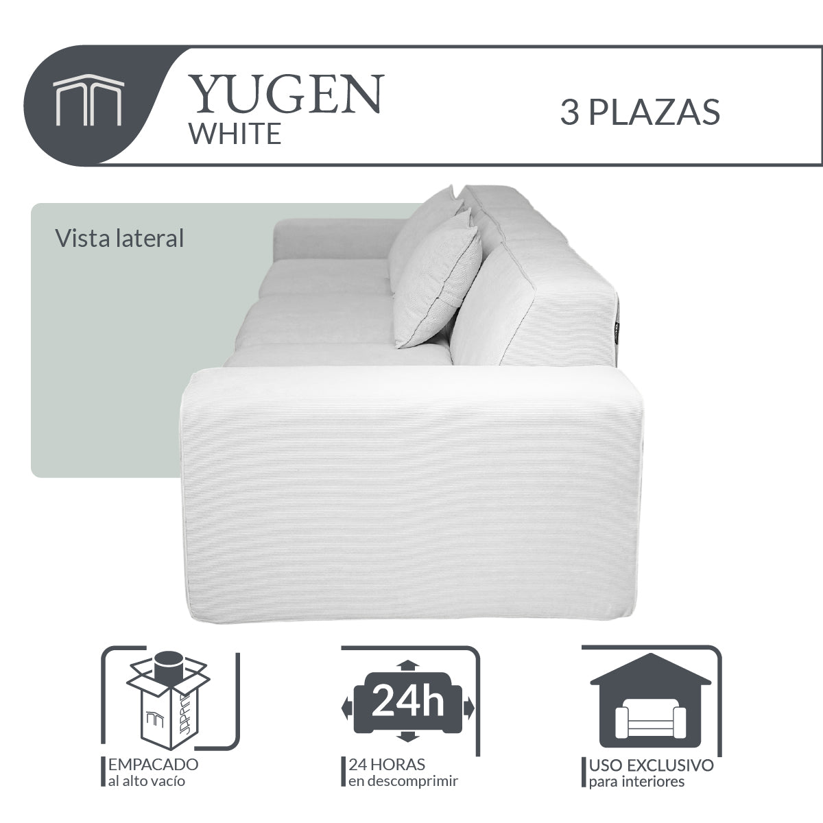 Sofá YUGEN White 3 plazas