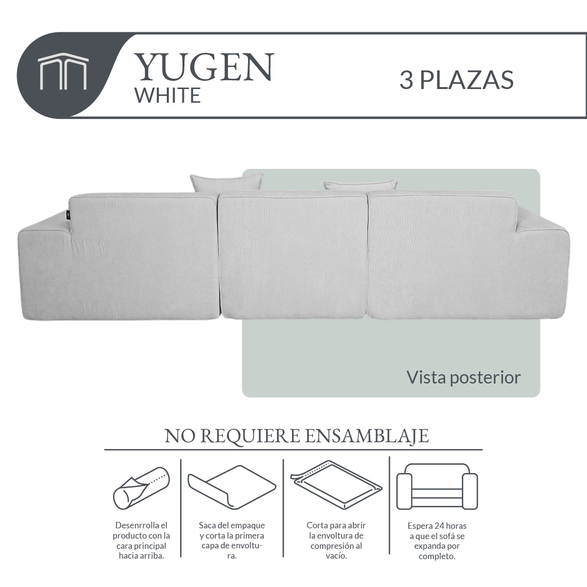 Sofá YUGEN White 3 plazas