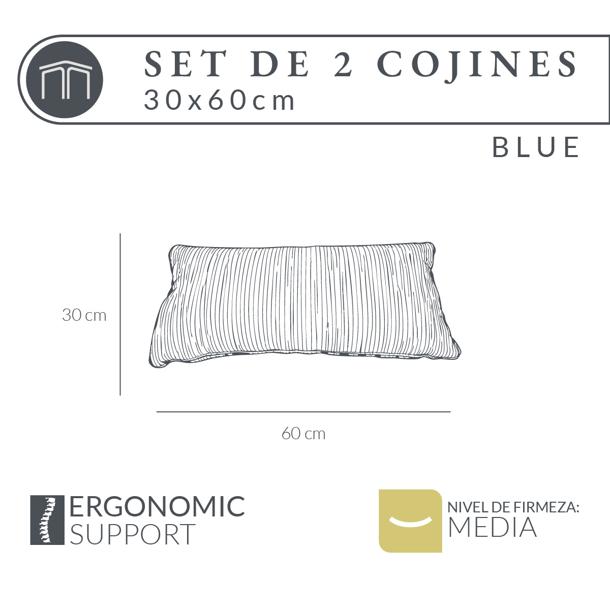 Set de 2 Cojines Azul Memory Foam JCP-30B