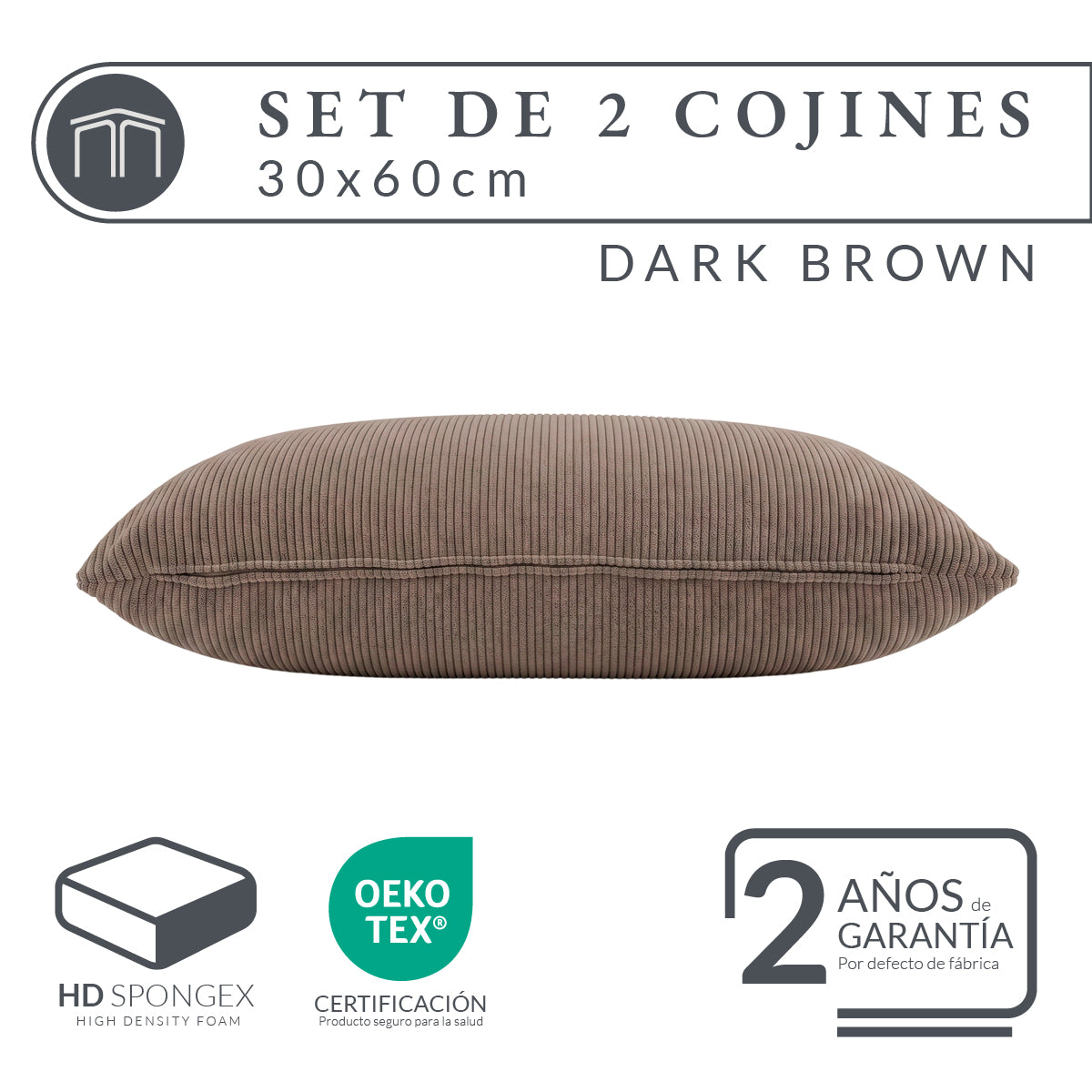 Set de 2 Cojines Café Oscuro Memory Foam JCP-30DB