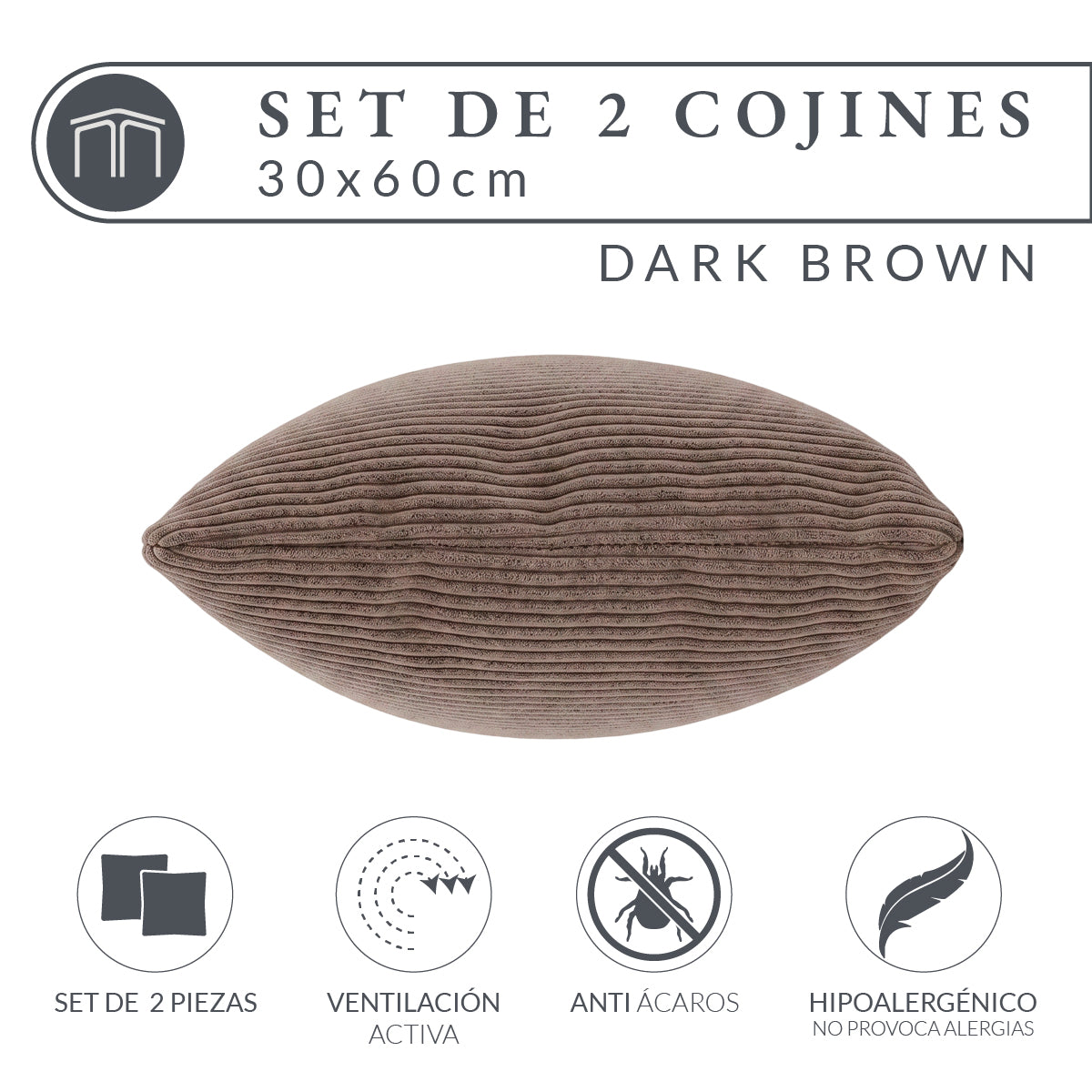 Set de 2 Cojines Café Oscuro Memory Foam JCP-30DB
