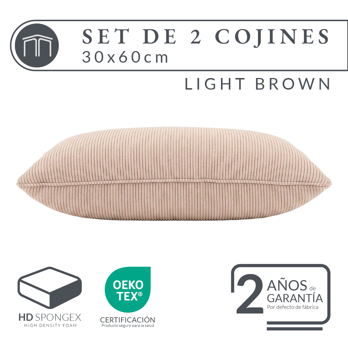 Set de 2 Cojines Café Claro Memory Foam JCP-30LB