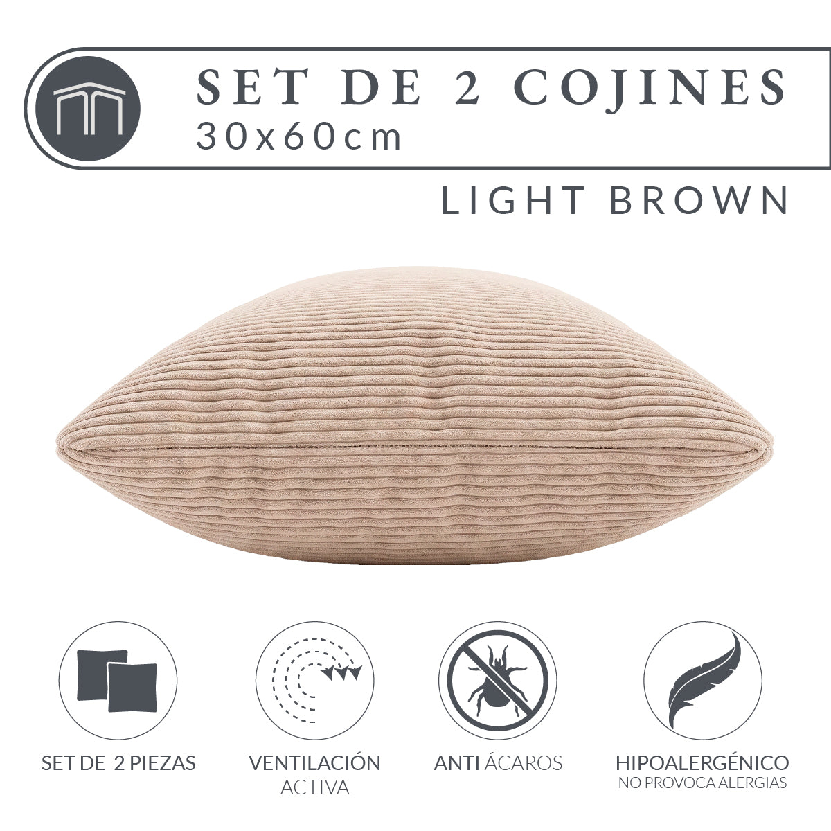 Set de 2 Cojines Café Claro Memory Foam JCP-30LB