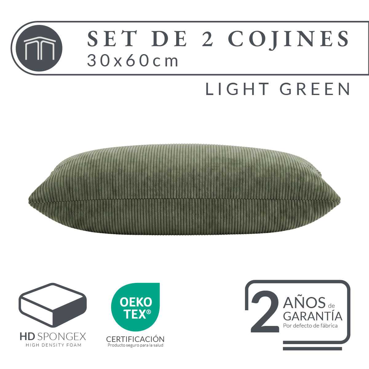 Set de 2 Cojines Verde Claro Memory Foam JCP-30LG