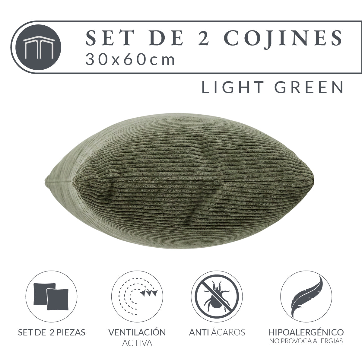 Set de 2 Cojines Verde Claro Memory Foam JCP-30LG