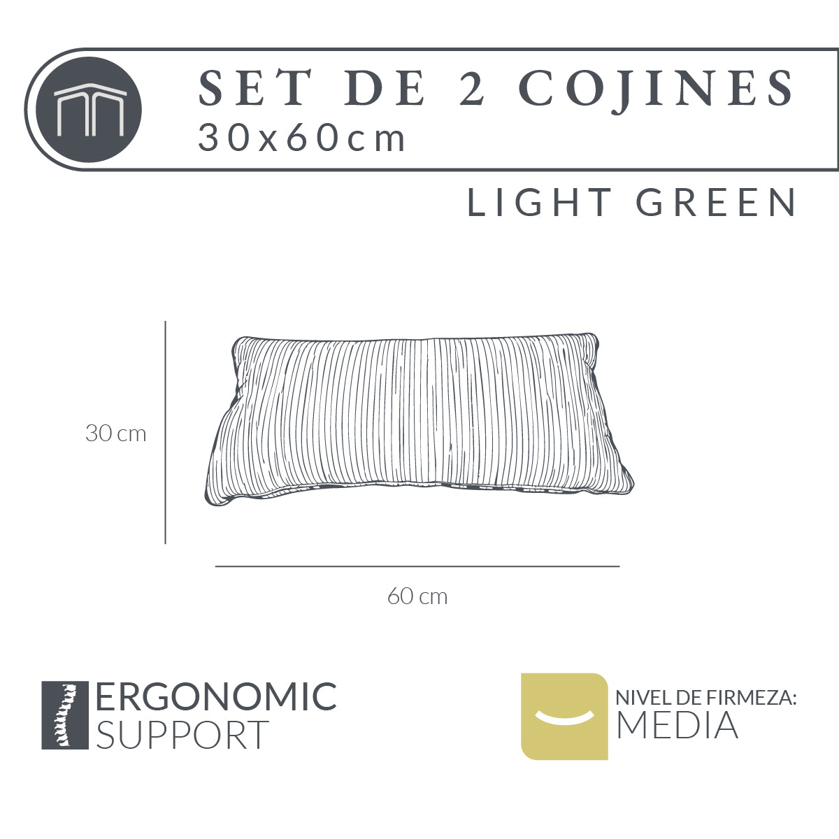 Set de 2 Cojines Verde Claro Memory Foam JCP-30LG