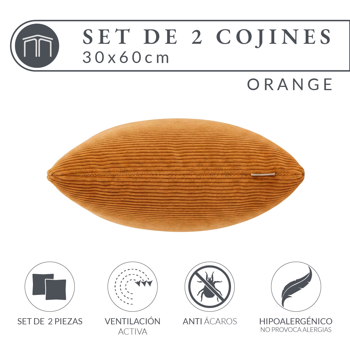 Set de 2 Cojines Anaranjado Memory Foam JCP-30O