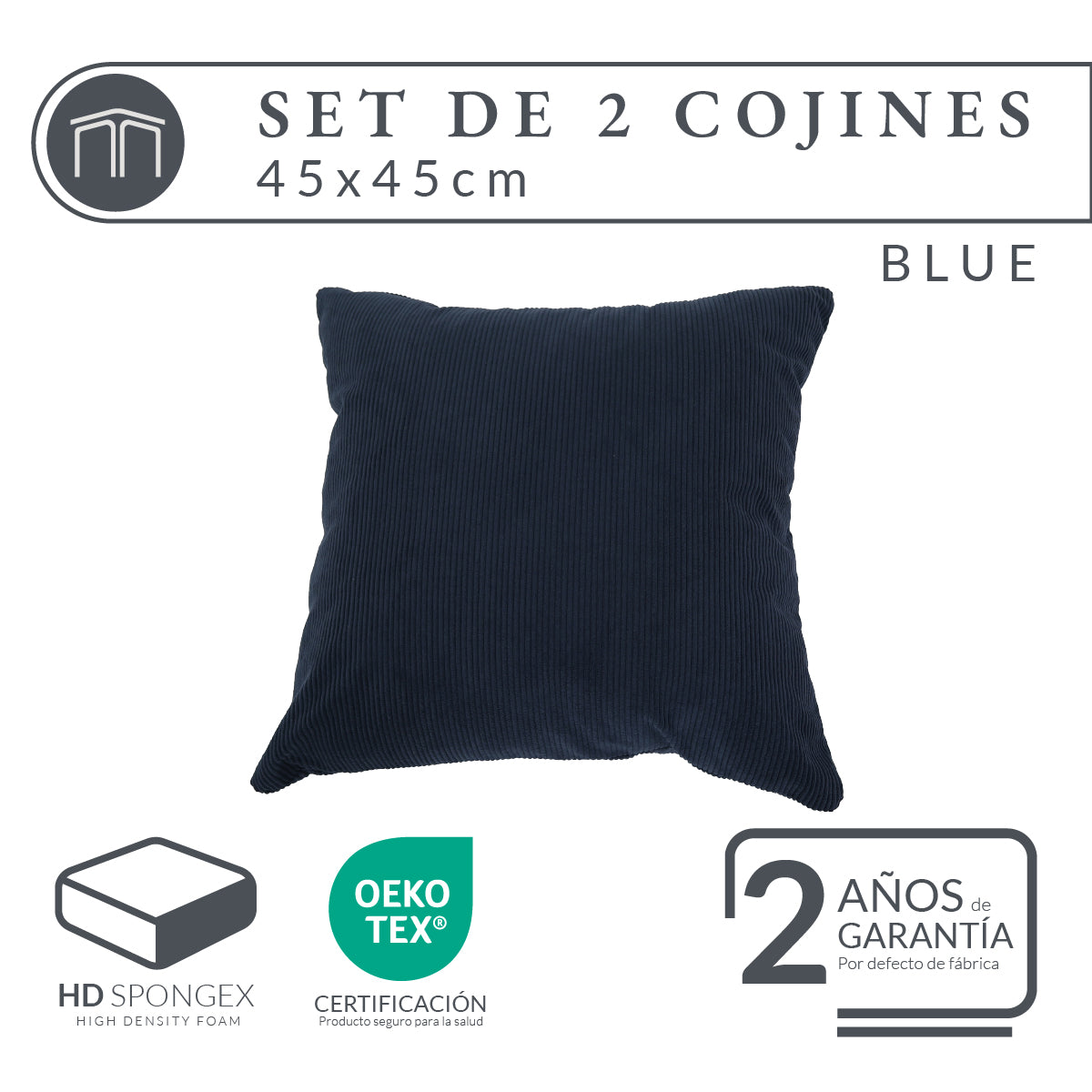 Set de 2 Cojines Anaranjado Memory Foam JCP-45B