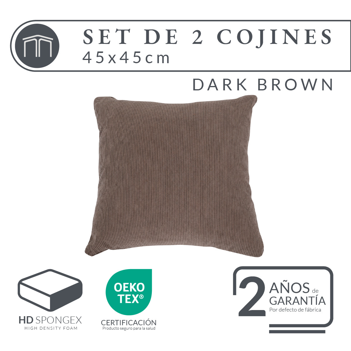 Set de 2 Cojines Anaranjado Memory Foam JCP-45DB