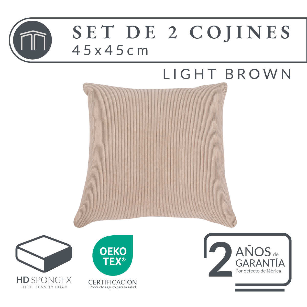 Set de 2 Cojines Anaranjado Memory Foam JCP-45LB