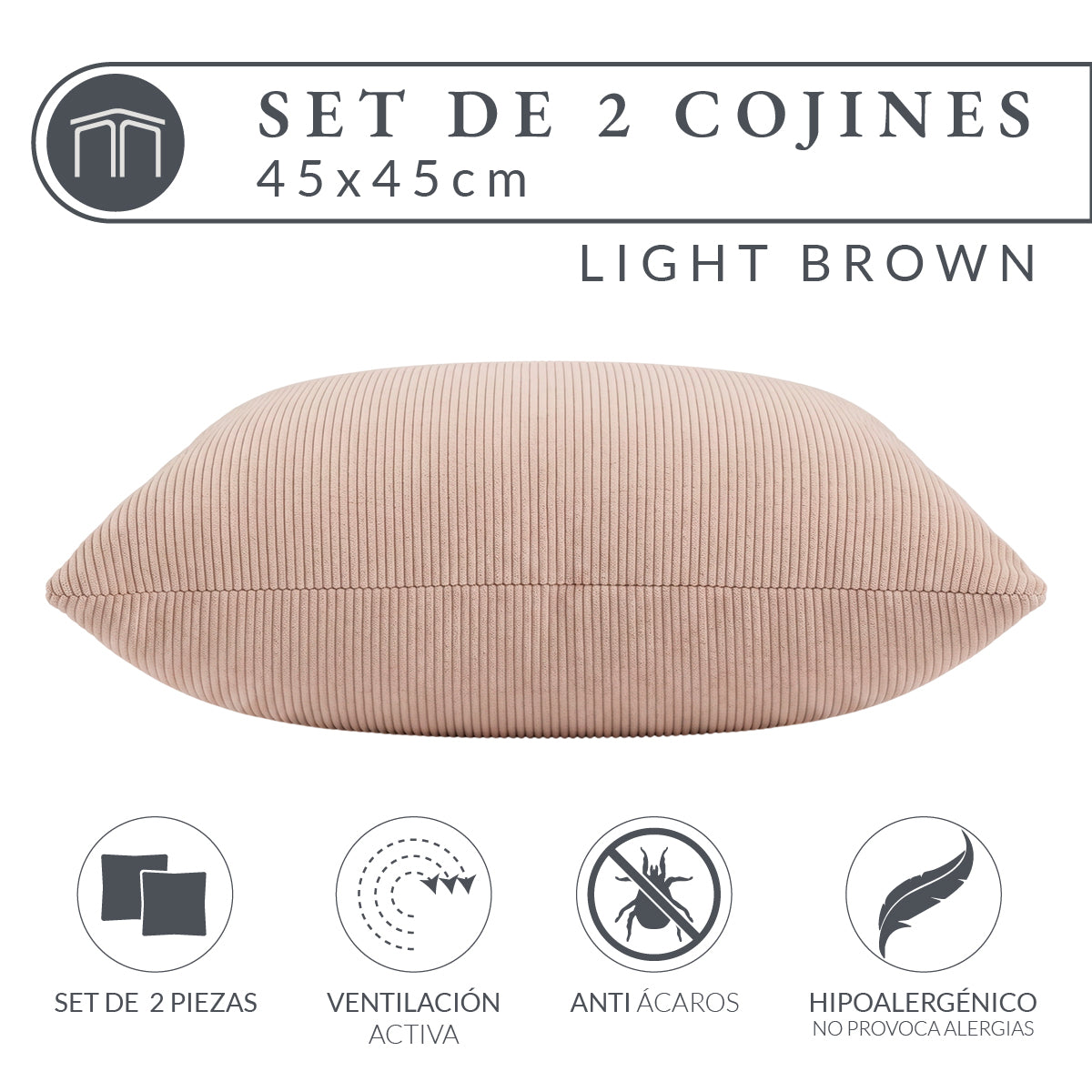 Set de 2 Cojines Anaranjado Memory Foam JCP-45LB