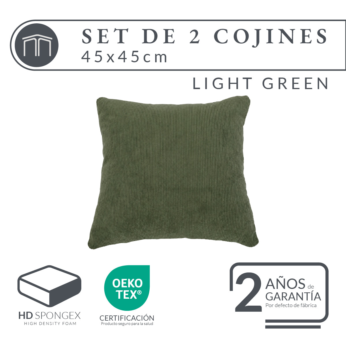 Set de 2 Cojines Anaranjado Memory Foam JCP-45LG