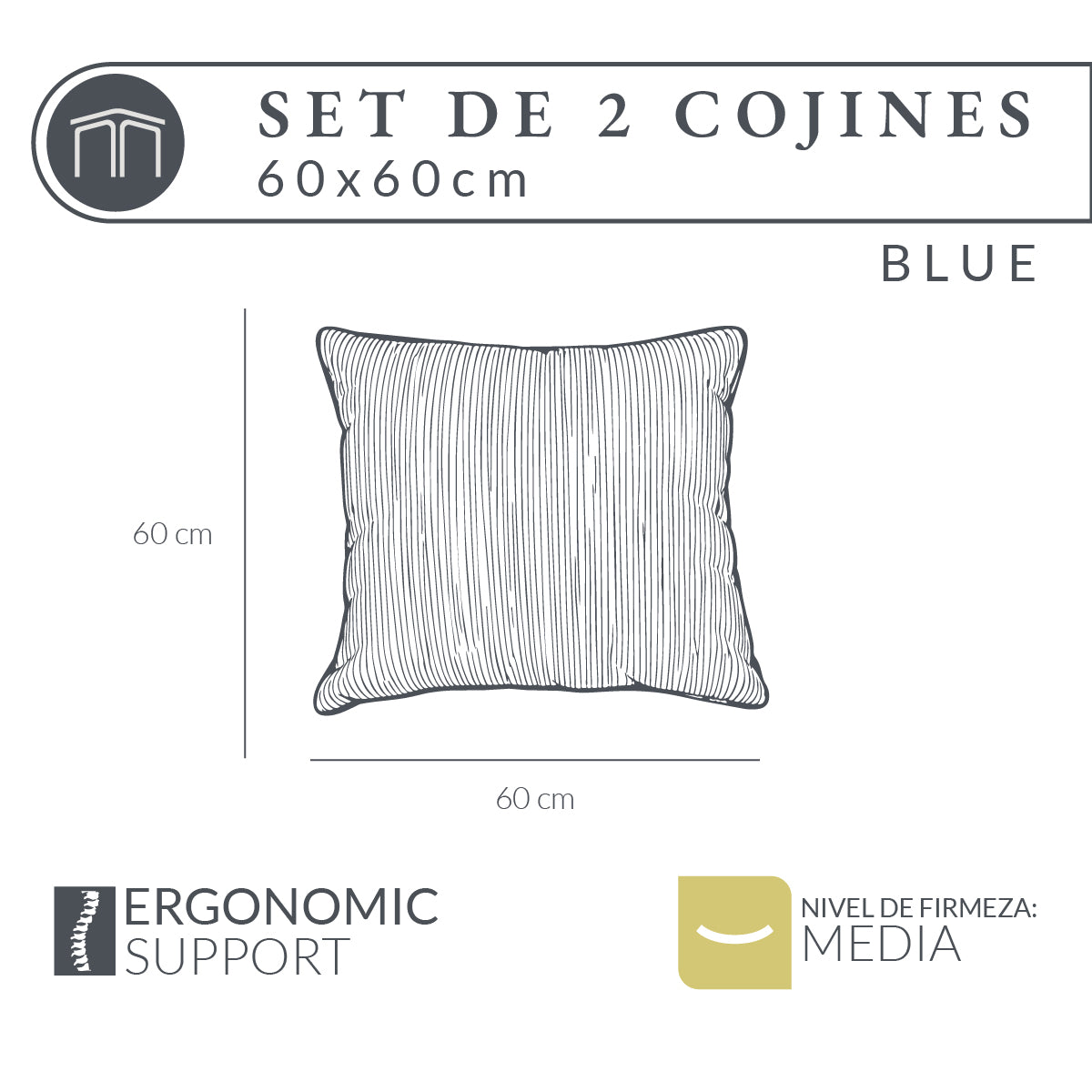 Set de 2 Cojines Anaranjado Memory Foam JCP-60B