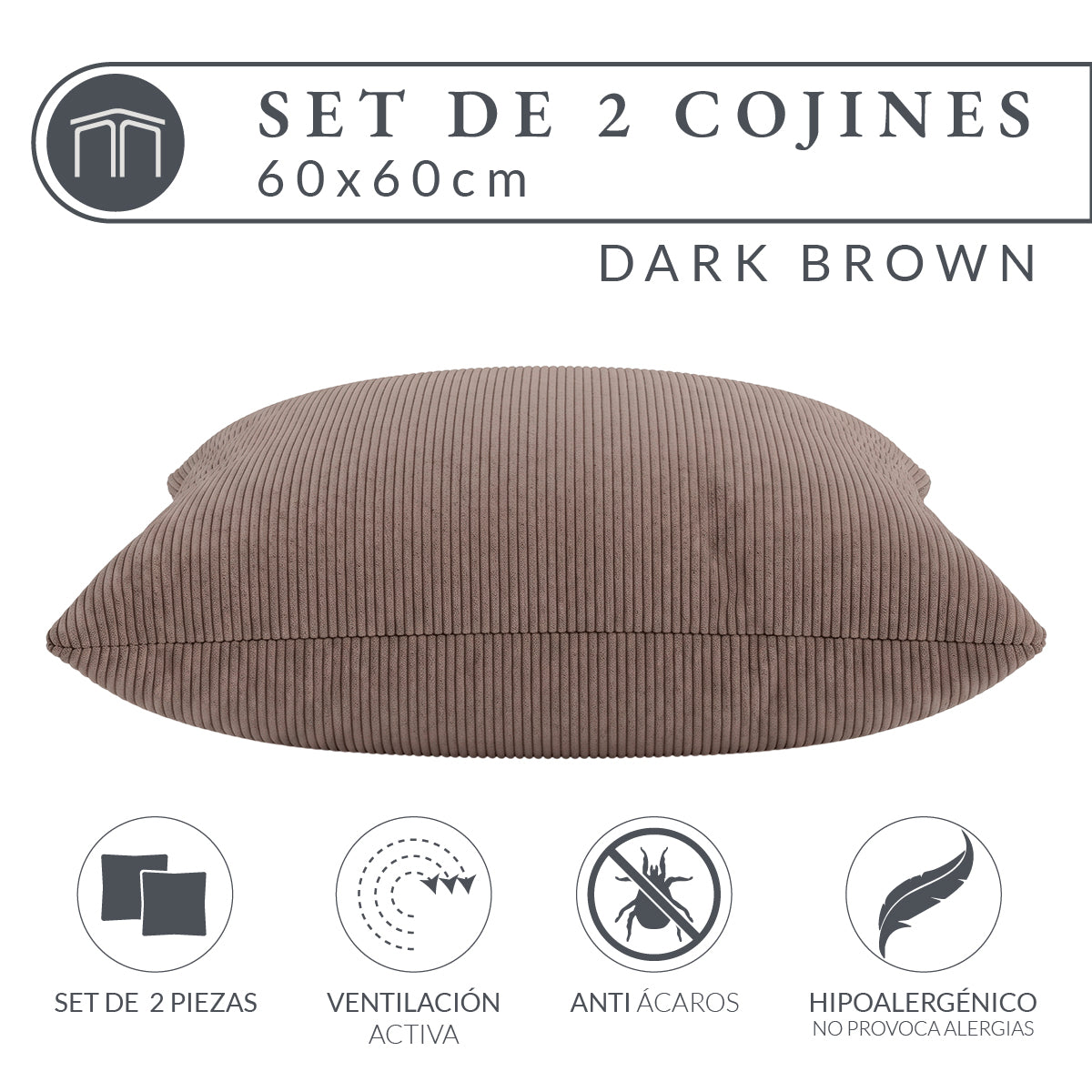 Set de 2 Cojines Anaranjado Memory Foam JCP-60DB