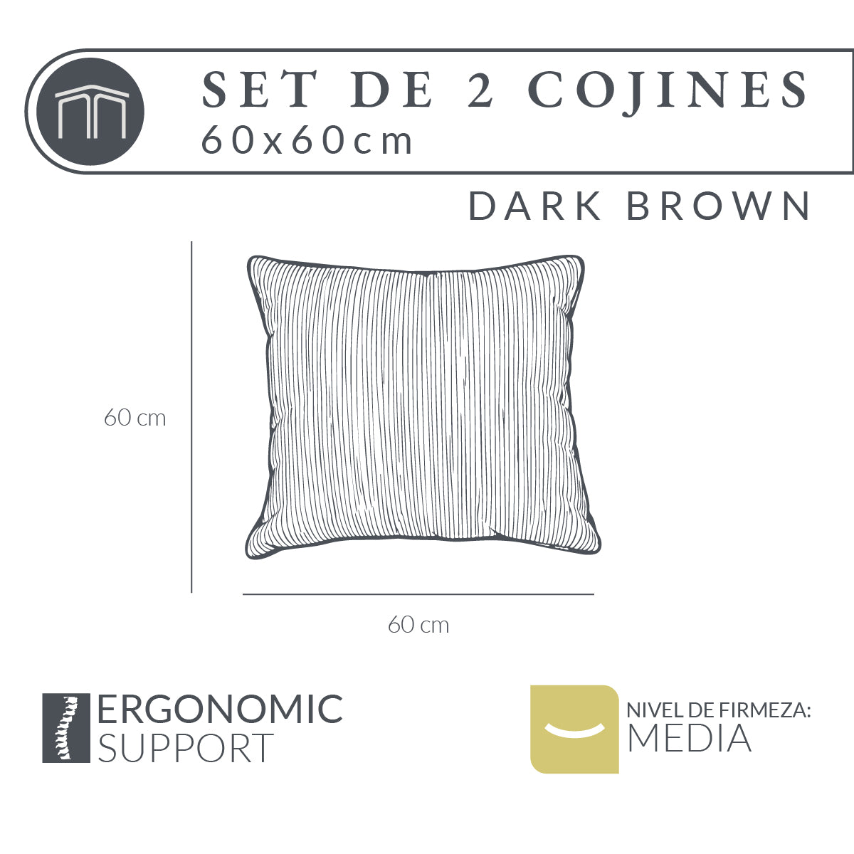 Set de 2 Cojines Anaranjado Memory Foam JCP-60DB