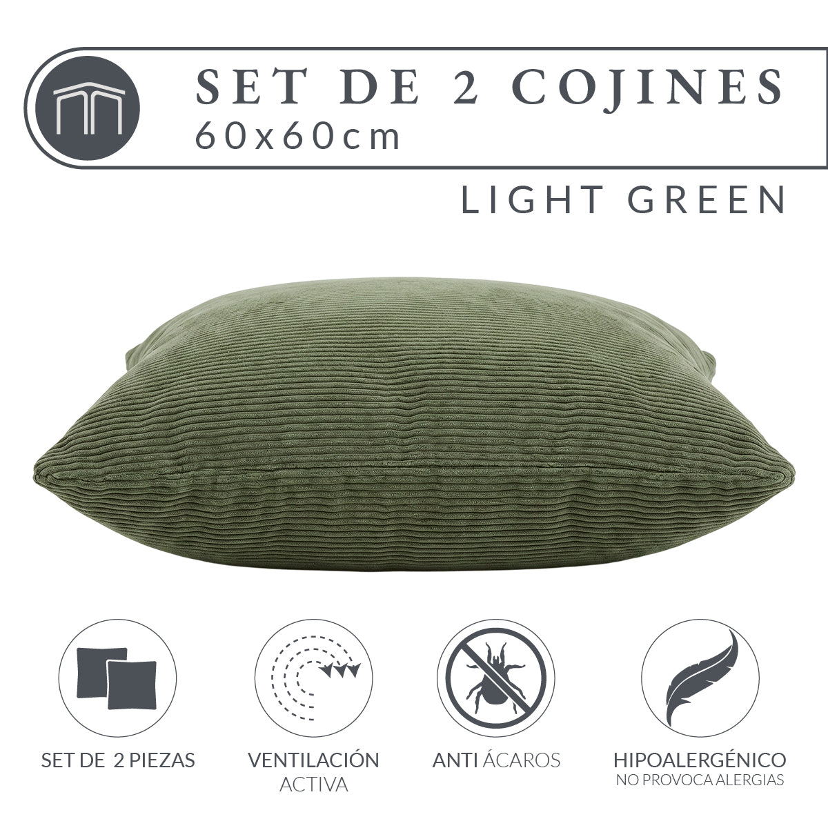 Set de 2 Cojines Anaranjado Memory Foam JCP-60LG